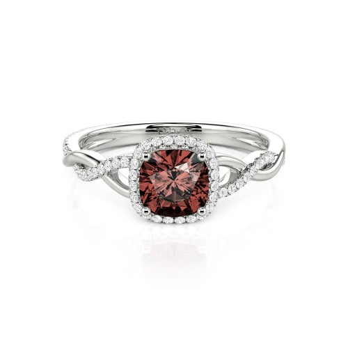 Jeulia Twist Halo Cushion Cut Sterling Silver Ring
