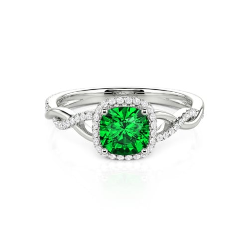 Jeulia Twist Halo Cushion Cut Sterling Silver Ring