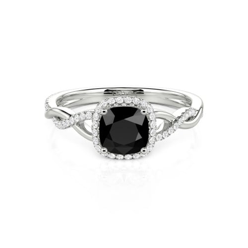 Jeulia Twist Halo Cushion Cut Sterling Silver Ring