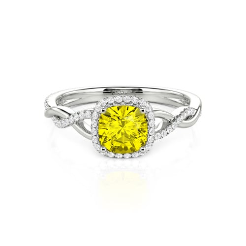 Jeulia Twist Halo Cushion Cut Sterling Silver Ring