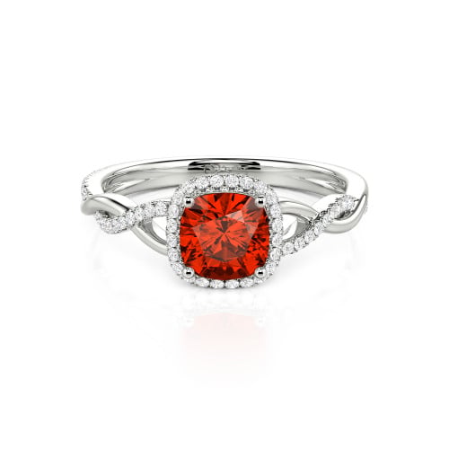 Jeulia Twist Halo Cushion Cut Sterling Silver Ring