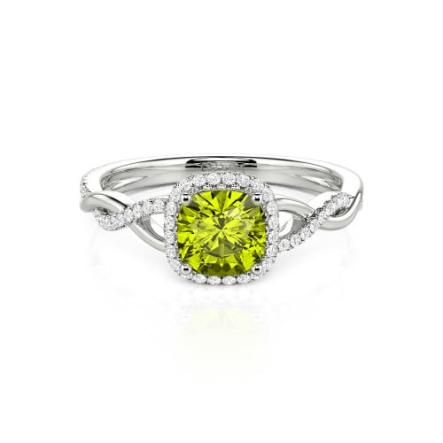 Jeulia Twist Halo Cushion Cut Sterling Silver Ring