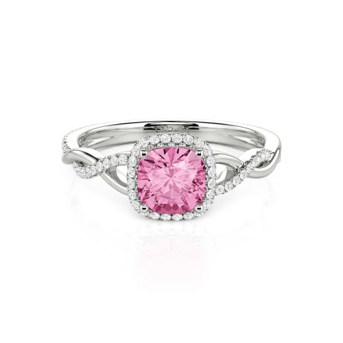 Jeulia Twist Halo Cushion Cut Sterling Silver Ring