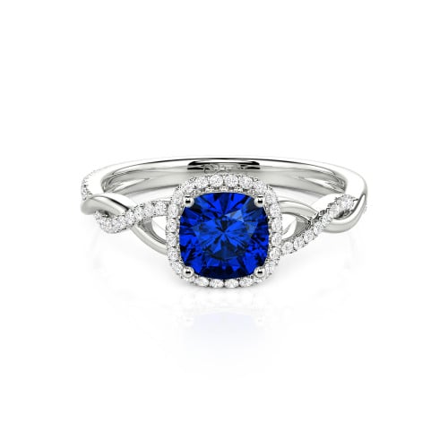 Jeulia Twist Halo Cushion Cut Sterling Silver Ring
