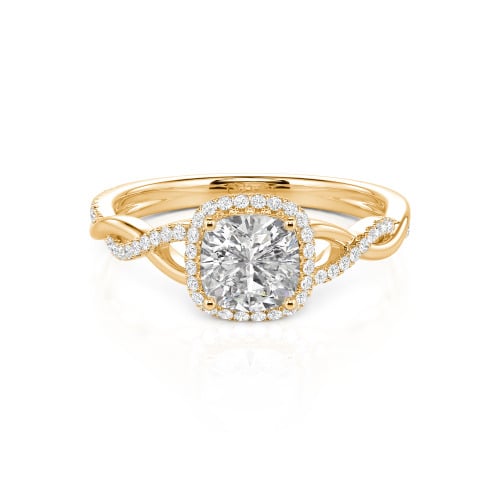 Jeulia Twist Halo Cushion Cut Sterling Silver Ring