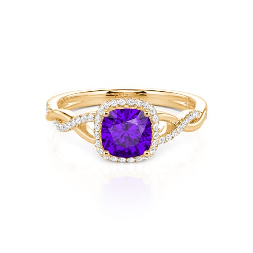 Jeulia Twist Halo Cushion Cut Sterling Silver Ring