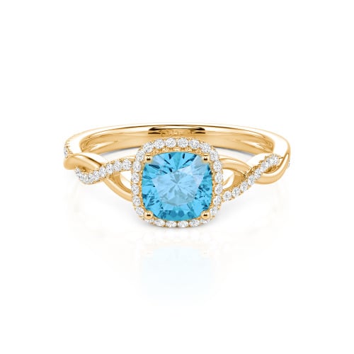 Jeulia Twist Halo Cushion Cut Sterling Silver Ring