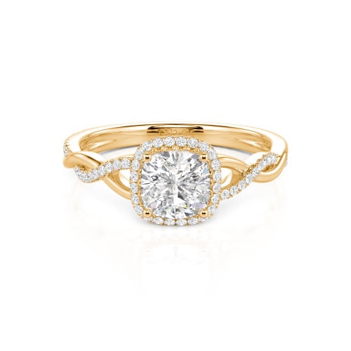 Jeulia Twist Halo Cushion Cut Sterling Silver Ring