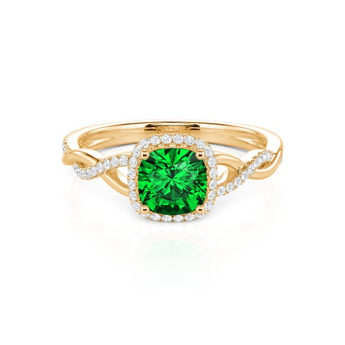 Jeulia Twist Halo Cushion Cut Sterling Silver Ring