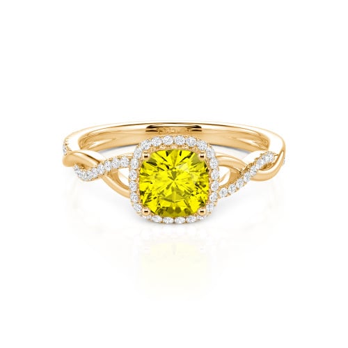 Jeulia Twist Halo Cushion Cut Sterling Silver Ring