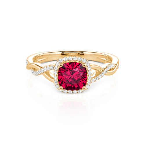 Jeulia Twist Halo Cushion Cut Sterling Silver Ring