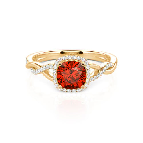 Jeulia Twist Halo Cushion Cut Sterling Silver Ring