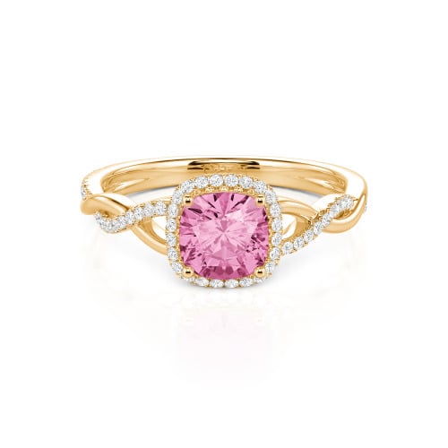Jeulia Twist Halo Cushion Cut Sterling Silver Ring