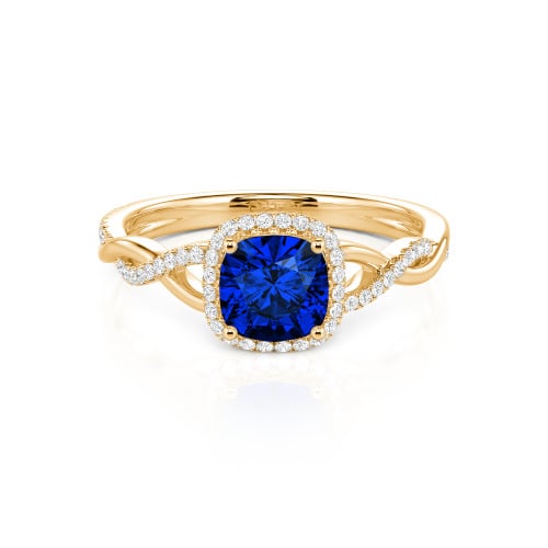 Jeulia Twist Halo Cushion Cut Sterling Silver Ring