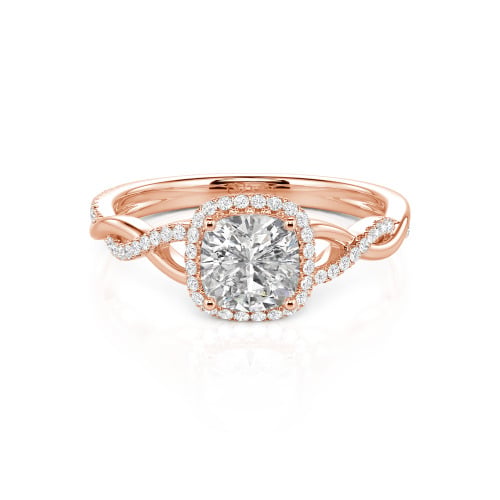 Jeulia Twist Halo Cushion Cut Sterling Silver Ring