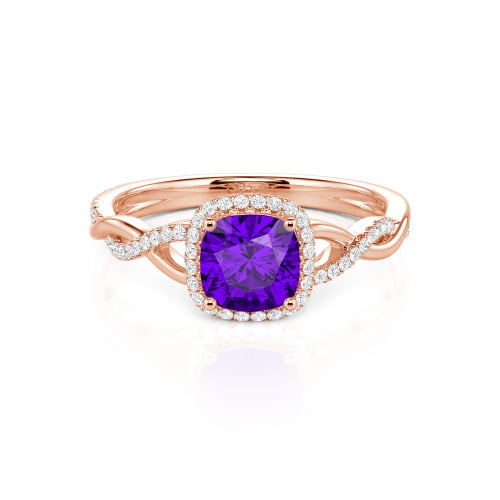 Jeulia Twist Halo Cushion Cut Sterling Silver Ring