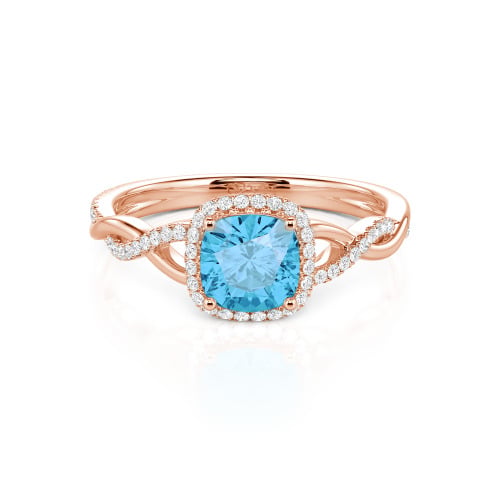 Jeulia Twist Halo Cushion Cut Sterling Silver Ring