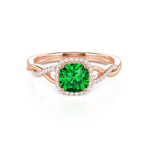 Jeulia Twist Halo Cushion Cut Sterling Silver Ring