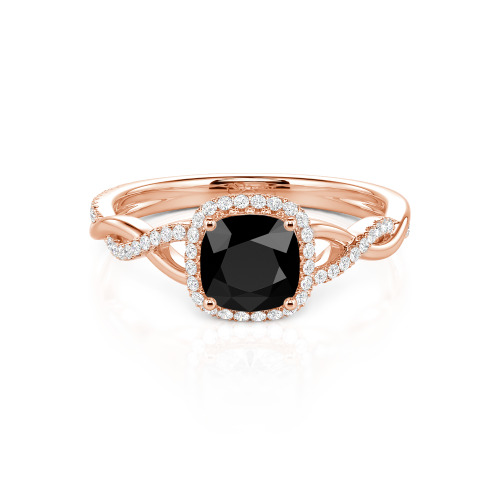 Jeulia Twist Halo Cushion Cut Sterling Silver Ring