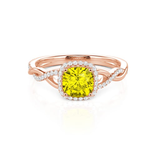 Jeulia Twist Halo Cushion Cut Sterling Silver Ring