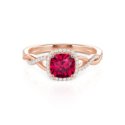 Jeulia Twist Halo Cushion Cut Sterling Silver Ring