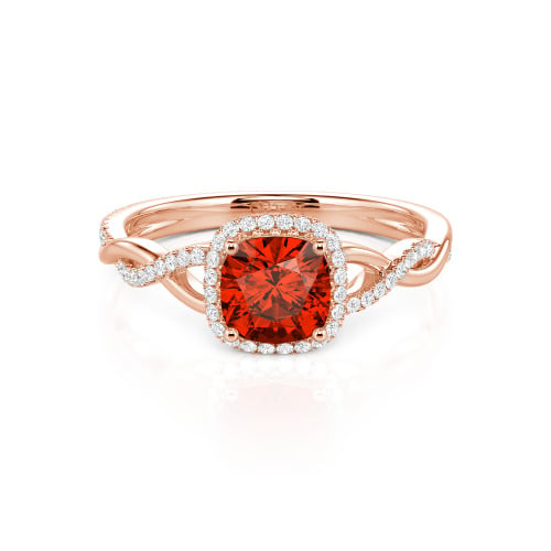 Jeulia Twist Halo Cushion Cut Sterling Silver Ring