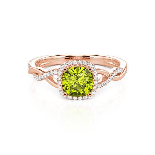 Jeulia Twist Halo Cushion Cut Sterling Silver Ring