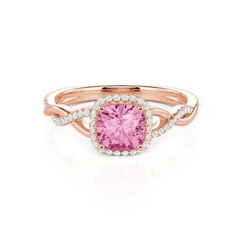 Jeulia Twist Halo Cushion Cut Sterling Silver Ring