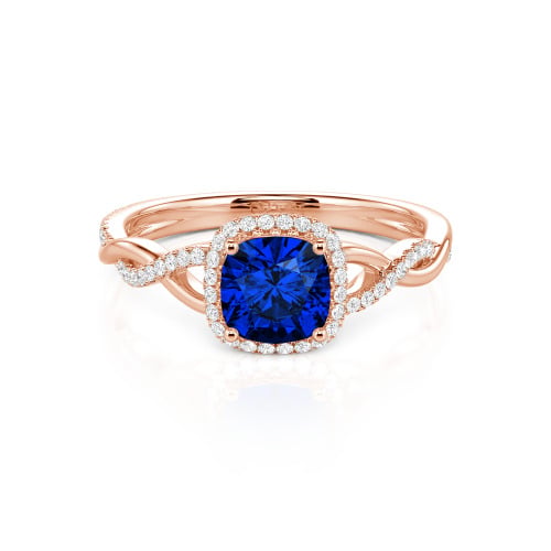 Jeulia Twist Halo Cushion Cut Sterling Silver Ring