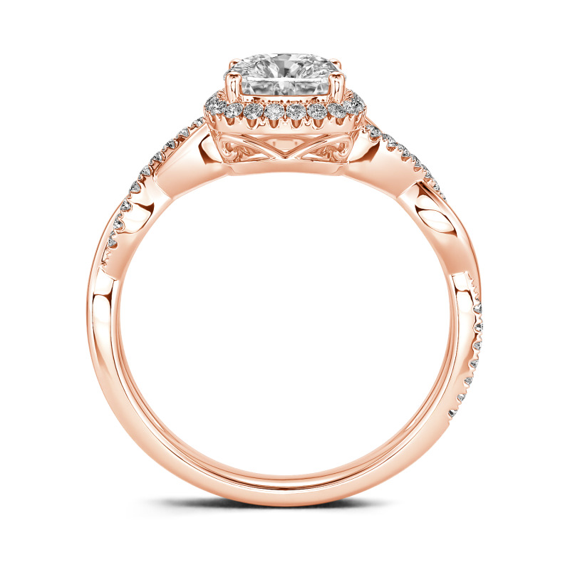 Jeulia Moissanite 10K/14K/18K Guld Platina Twist Halo Ringar med kuddslipning