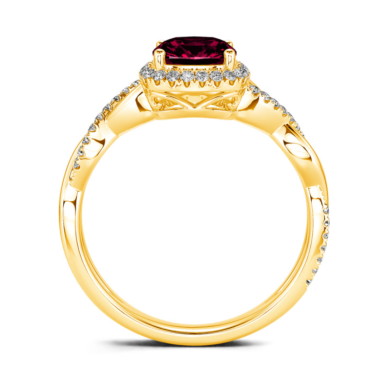 Jeulia Moissanite 10K/14K/18K Guld Platina Twist Halo Ringar med kuddslipning