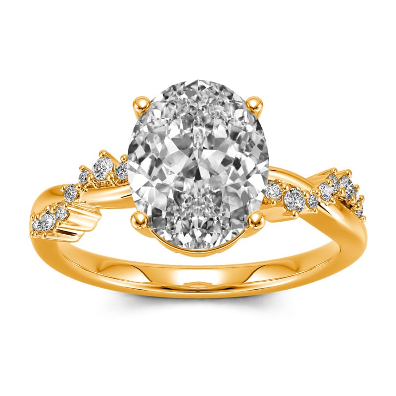 Jeulia Anillo de compromiso con corte ovalado argolla torcida de plata de ley