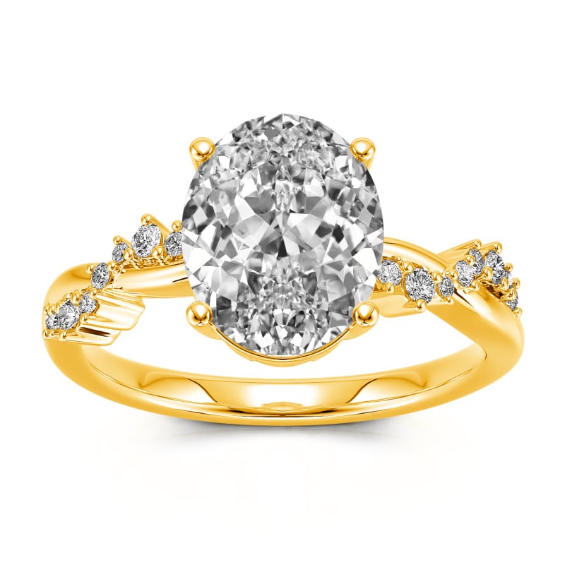 Jeulia 10K/14K/18K Gold Platinum Twist Oval Cut Ring