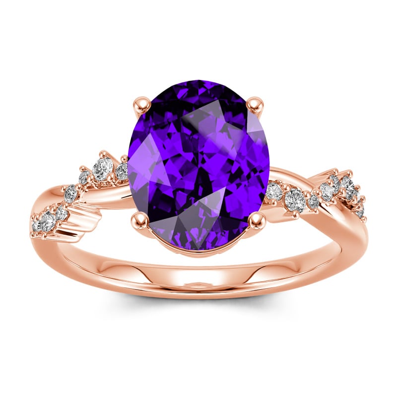 紫色オーバルカット金製リング 【公式通販】