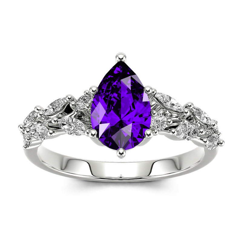 Jeulia Pear Cut Sterling Silver Ring