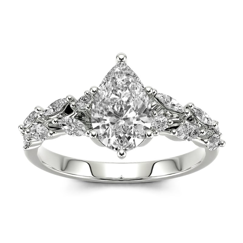 Jeulia 10K/14K/18K Gold Platinum Pear Cut Ring