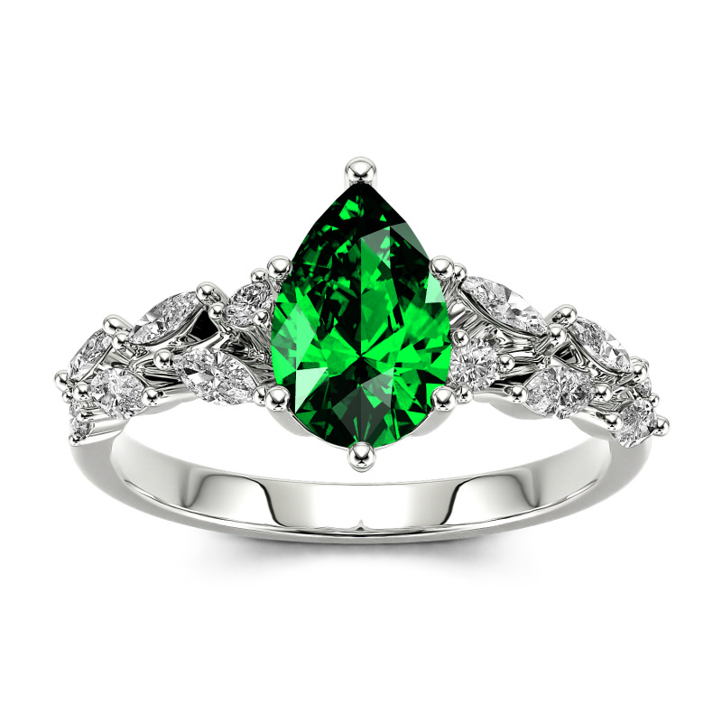 Jeulia Anillo 10K/14K/18K oro de boda con corte pera para mujer de oro 10K