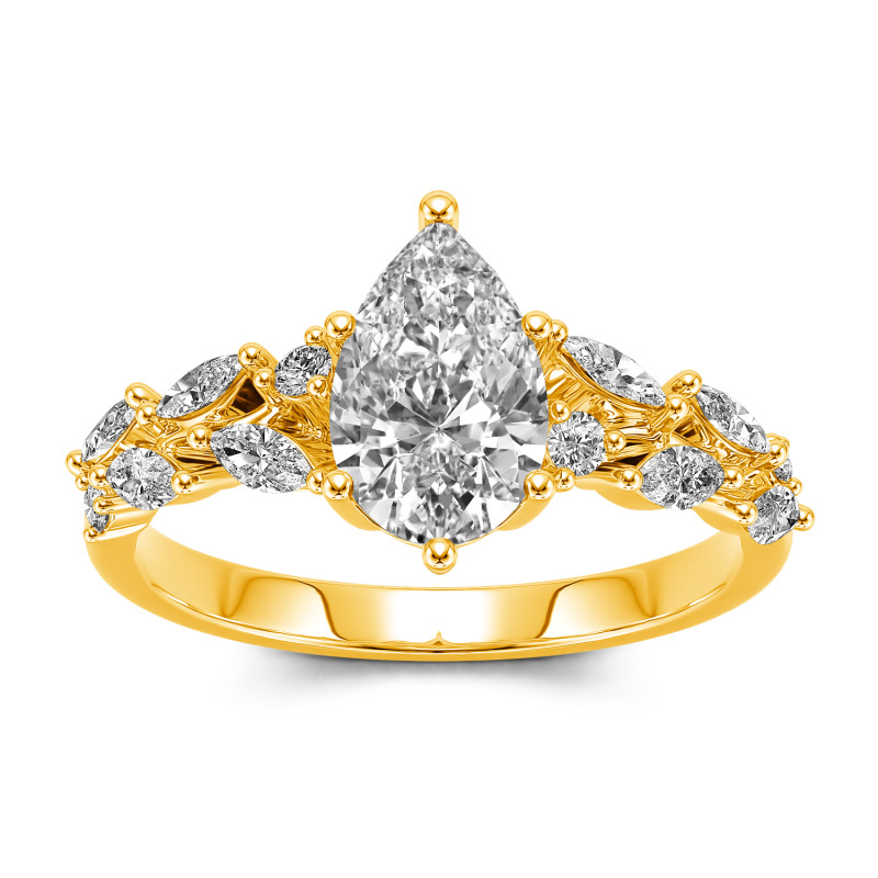 Jeulia 10K 14K 18K Gold Platinum Pear Cut Ring Jeulia Jewelry
