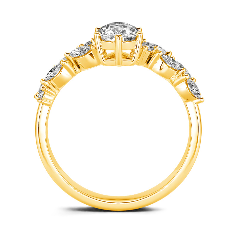 Jeulia Anillo 10K/14K/18K oro de boda con corte pera para mujer de oro 10K