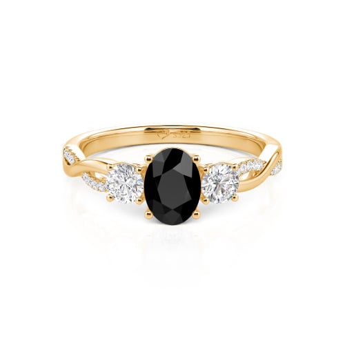 Jeulia Twist Three Stone Oval Cut Sterling Silver Ring
