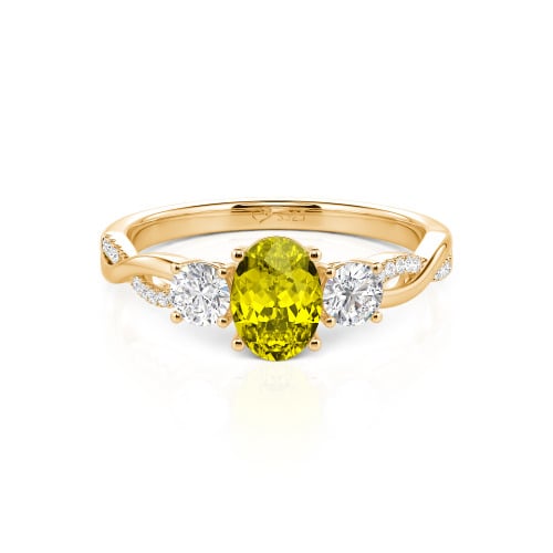 Jeulia Twist Three Stone Oval Cut Sterling Silver Ring