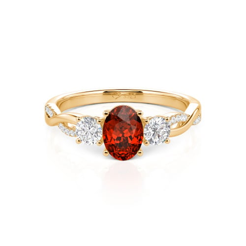 Jeulia Twist Three Stone Oval Cut Sterling Silver Ring