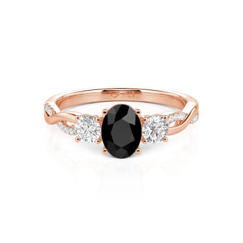 Jeulia Twist Three Stone Oval Cut Sterling Silver Ring
