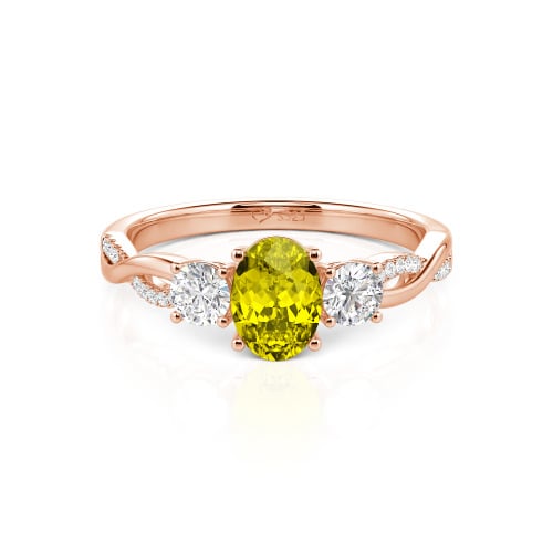 Jeulia Twist Three Stone Oval Cut Sterling Silver Ring