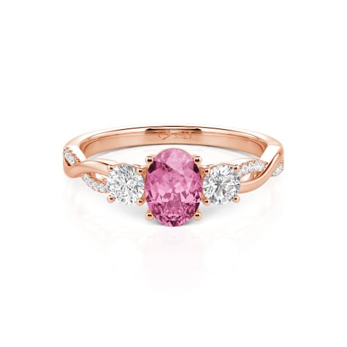 Jeulia Twist Three Stone Oval Cut Sterling Silver Ring