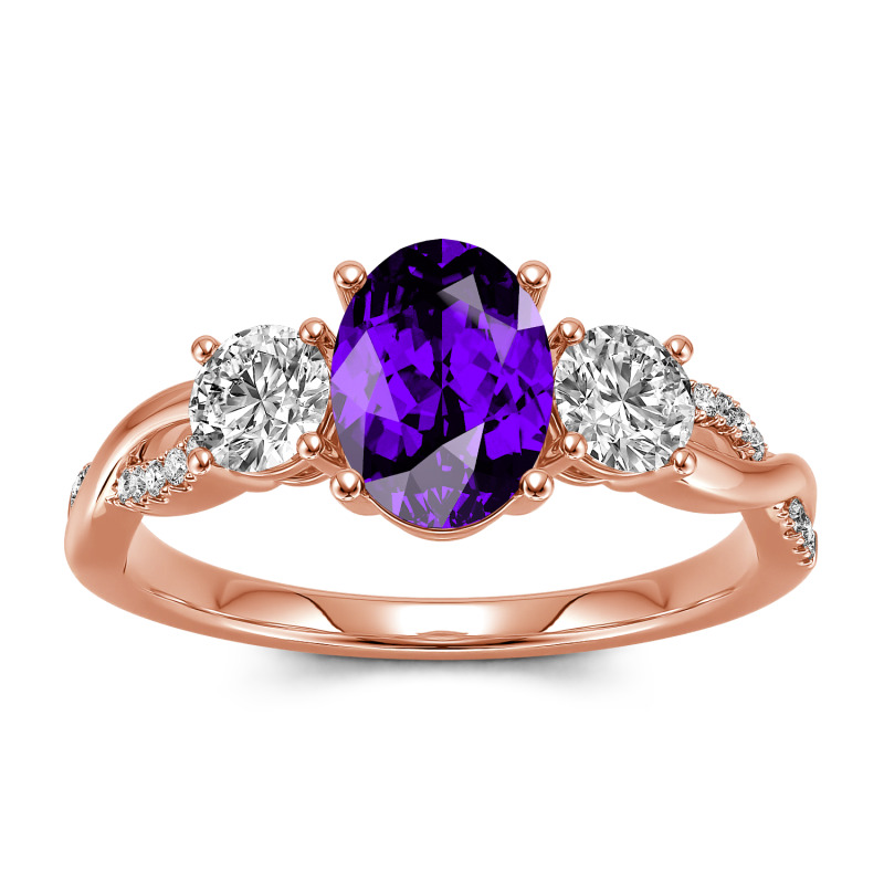 Jeulia Twist Three Stone Oval Cut Sterling Silver Ring Jeulia Twist Three Stone Oval Cut Sterling Silver Ring