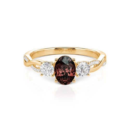 Jeulia Twist Three Stone Oval Cut Ring