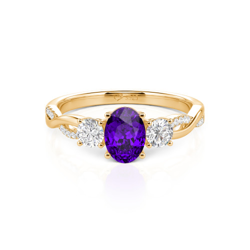 Jeulia Twist Three Stone Oval Cut Ring