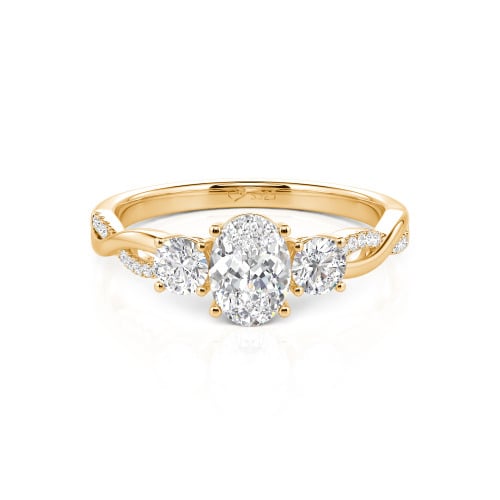 Jeulia Twist Three Stone Oval Cut Ring