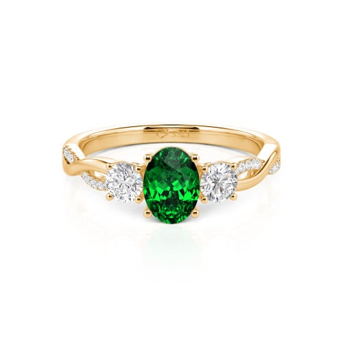 Jeulia Twist Three Stone Oval Cut Ring